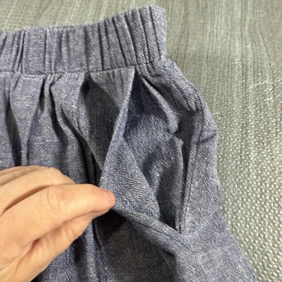 THML Linen Cotton Denim Wide Leg Pant With Embroidered Lace Design Medium - Picture 5 of 9